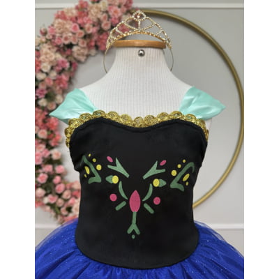 Fantasia Infantil Princesas Anna Frozen C/ Capa Festas Luxo