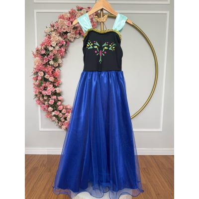 Fantasia Infantil Princesas Anna Frozen C/ Capa Festas Luxo