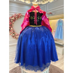 Fantasia Infantil Princesas Anna Frozen C/ Capa Luxo Festas