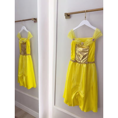 Fantasia Infantil Princesas Aurora Bela e a Fera Com Luvas