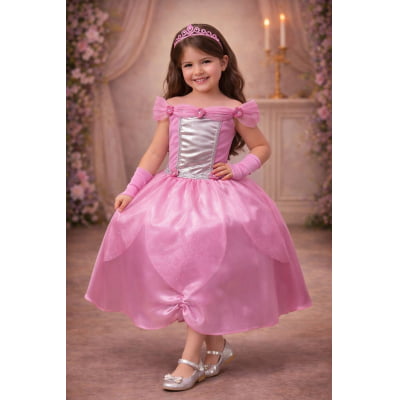 Fantasia Infantil Princesas Bela Adormecida Com Luvas