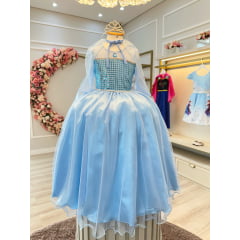 Fantasia Infantil Princesas Elsa Frozen C/ Capa Luxo Festas