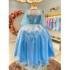 Fantasia Infantil Princesas Elsa Frozen Com Capa Festas Luxo