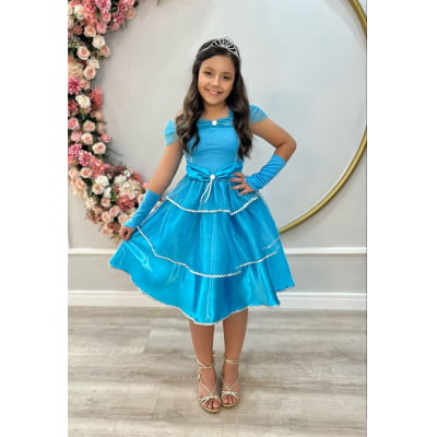 Fantasia Infantil Princesas Frozen Anna Elsa C/ Luvas Festas