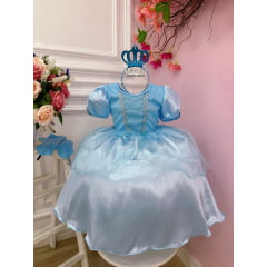 Fantasia Infantil Princesas Frozen C/ Tiara e Luva Luxo