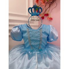 Fantasia Infantil Princesas Frozen C/ Tiara e Luva Luxo