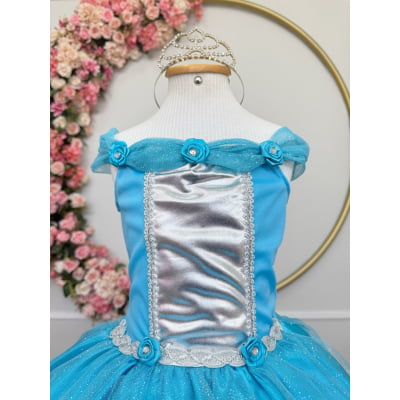 Fantasia Infantil Princesas Frozen e Cinderela Com Luvas