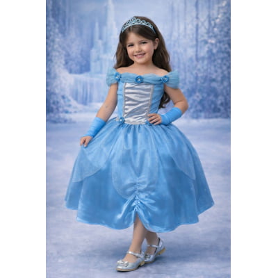 Fantasia Infantil Princesas Frozen e Cinderela Com Luvas