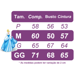 Fantasia Infantil Princesas Frozen e Cinderela Com Tiara