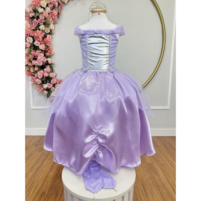 Fantasia Infantil Princesas Sofia e Rapunzel Com Luvas