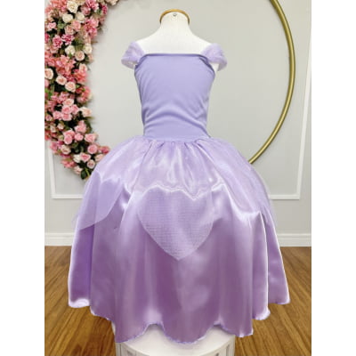 Fantasia Infantil Princesas Sofia e Rapunzel Com Luvas