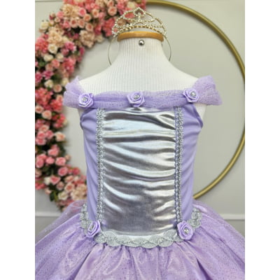 Fantasia Infantil Princesas Sofia e Rapunzel Com Luvas