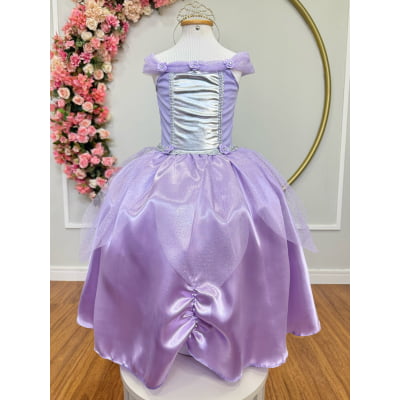 Fantasia Infantil Princesas Sofia e Rapunzel Com Luvas