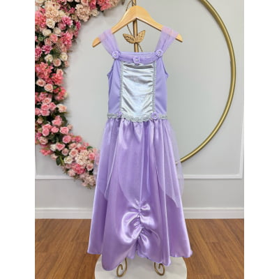 Fantasia Infantil Princesas Sofia e Rapunzel Com Luvas