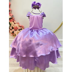 Fantasia Infantil Princesas Sofia e Rapunzel Lilás