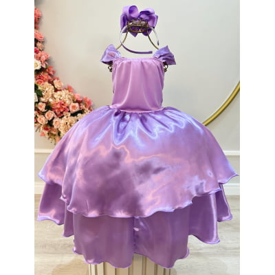Fantasia Infantil Princesas Sofia e Rapunzel Lilás
