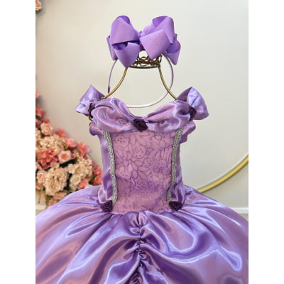 Fantasia Infantil Princesas Sofia e Rapunzel Lilás