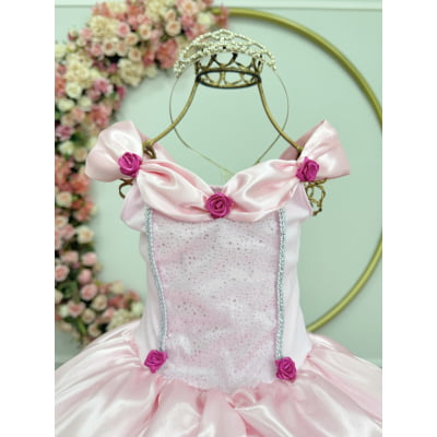 Fantasia Infantil Rosa Princesas Aurora Bela