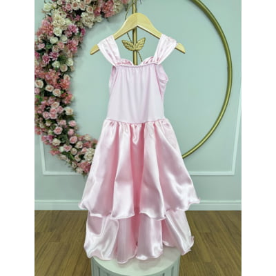 Fantasia Infantil Rosa Princesas Aurora Bela