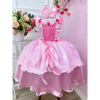 Fantasia Infantil Rosa Princesas Bela Adormecida e Aurora