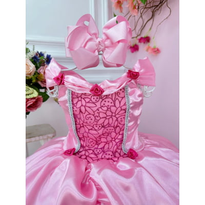 Fantasia Infantil Rosa Princesas Bela Adormecida e Aurora