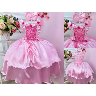 Fantasia Infantil Rosa Princesas Bela Adormecida e Aurora