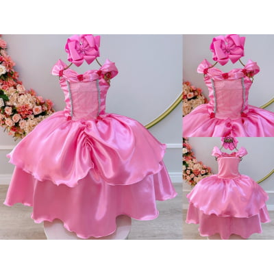 Fantasia Infantil Rosa Princesas Bela Adormecida e Aurora