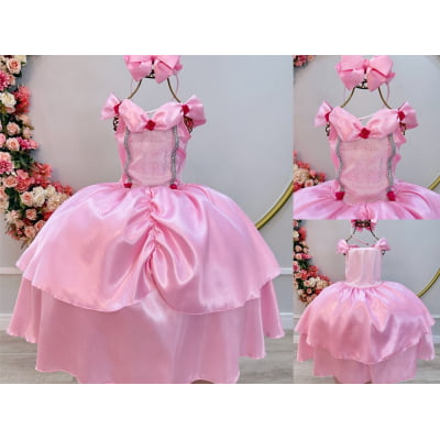 Fantasia Infantil Rosa Princesas Bela Adormecida e Aurora