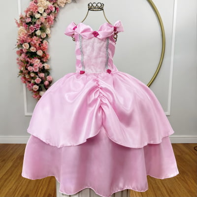 Fantasia Infantil Rosa Princesas Bela Adormecida e Aurora