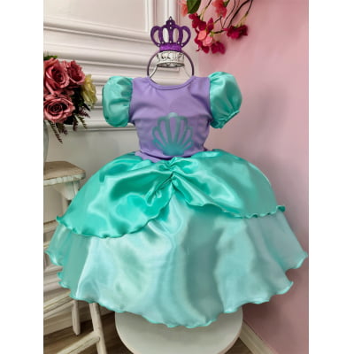 Fantasia Infantil da Sereia Ariel Acompanha a Tiara Luxo