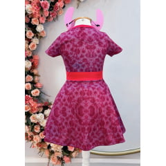 Fantasia Infantil Temática da Angel Stitch Lilo Pink C/ Máscara