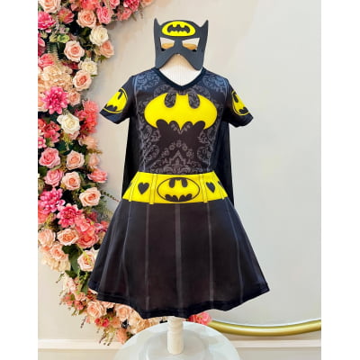 Fantasia Infantil Temática da Batgirl Com Máscara Festas