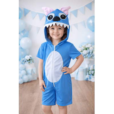 Fantasia Infantil Temático do Stitch Angel Lilo Azul