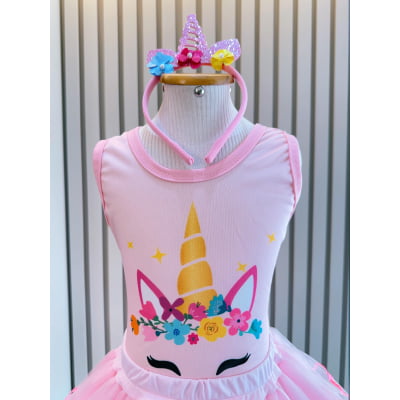 Fantasia Infantil Unicórnio c/ Tiara, em Helanca e Tule