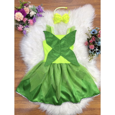Fantasia Infantil Verde Fada Encantada Festas