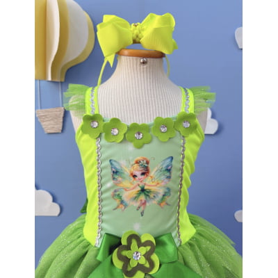 Fantasia Infantil Verde Fada Encantada Festas