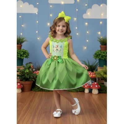 Fantasia Infantil Verde Fada Encantada Festas