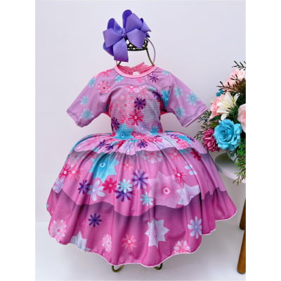 Fantasia vestido Infantil Isabela Encanto Lilás Florido