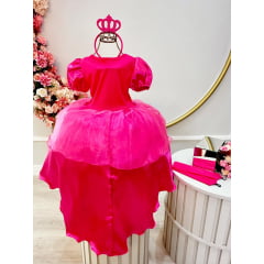 Fantasia Infantil Princesa  Aurora Pink Acompanha Tiara e Luva