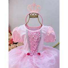 Kit Princesa Fantasia Infantil Aurora Com Luva e Tiara Luxo
