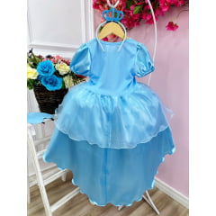 Kit Princesa Fantasia Infantil Frozen Com Luva e Tiara