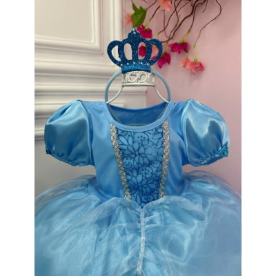 Kit Princesa Fantasia Infantil Frozen Com Luva e Tiara