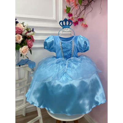 Kit Princesa Fantasia Infantil Frozen Com Luva e Tiara
