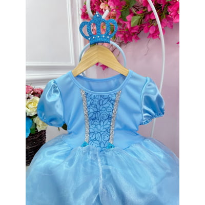 Kit Princesa Fantasia Infantil Frozen Com Luva e Tiara