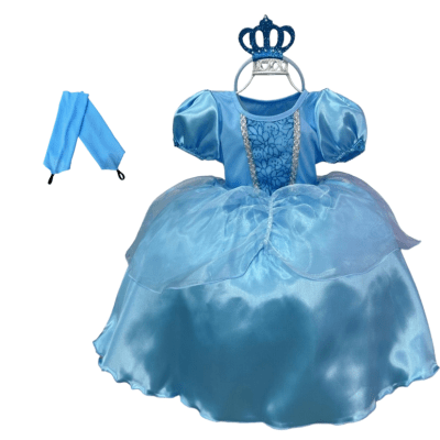 Kit Princesa Fantasia Infantil Frozen Com Luva e Tiara