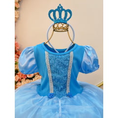 Kit Princesa Fantasia Infantil Frozen com Tiara e Luva Luxo