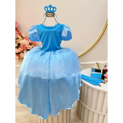 Kit Princesa Fantasia Infantil Frozen com Tiara e Luva Luxo