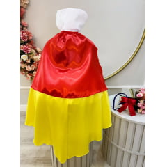 Vestido Fantasia Infantil Branca de Neve Amarelo Capa Tiara