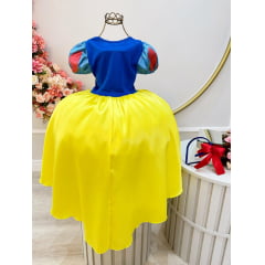 Vestido Fantasia Infantil Branca de Neve Amarelo Capa Tiara