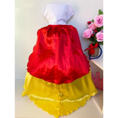 Vestido Fantasia Infantil Branca de Neve C/ Capa e Tiara